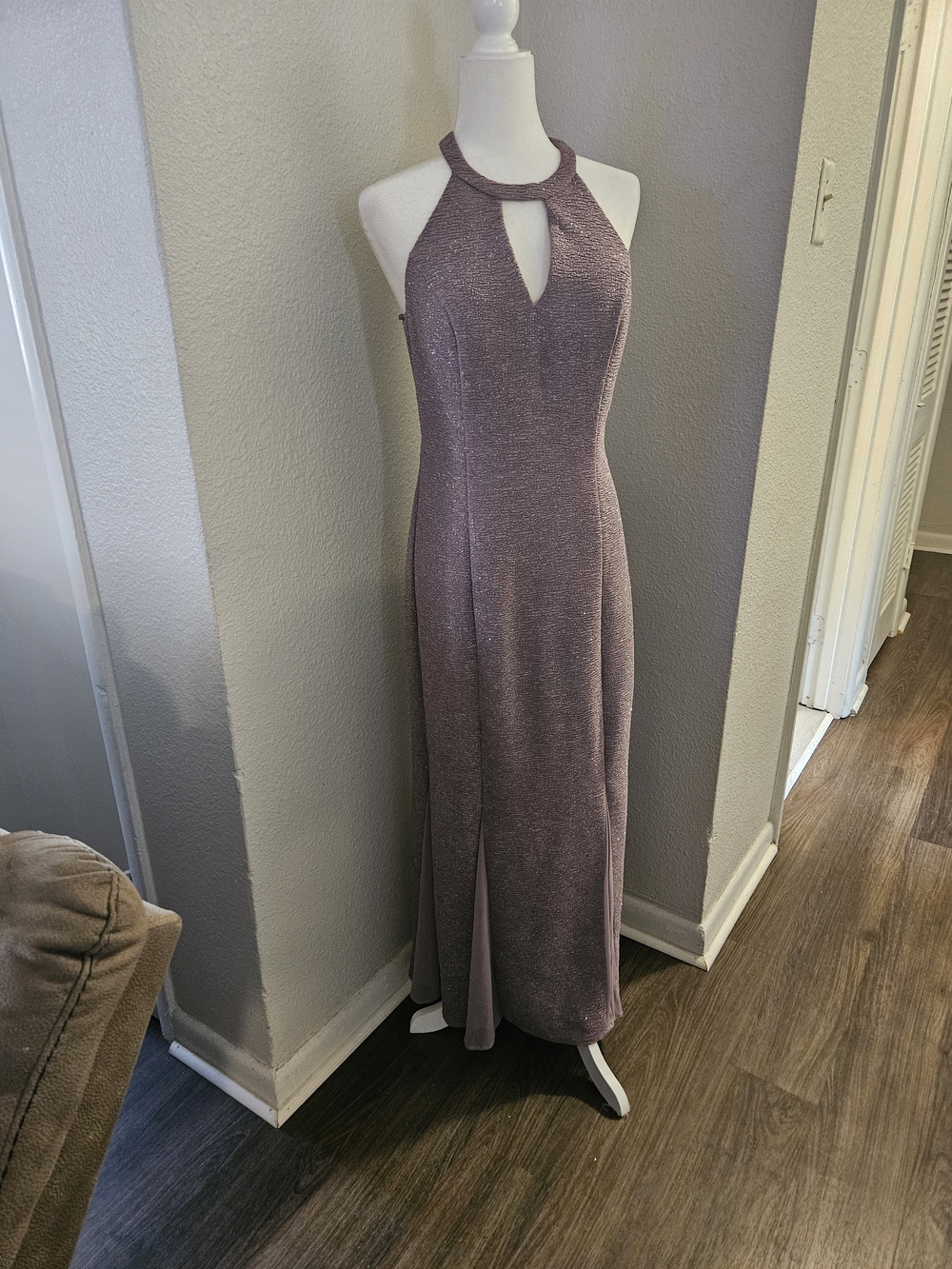 Elegant Halter Evening Dress in Mauve
